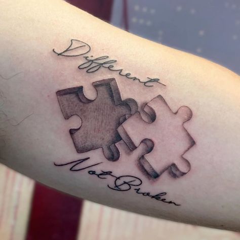 Visionary Tattoo, Thomas Tattoo, Family Sleeve Tattoo, Marriage Tattoos, Puzzle Drawing, Partner Tattoos, Puzzle Piece Tattoo, Puzzle Tattoos, Tattoo Script Fonts