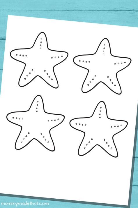 Seashell Template Free Printable, Fish Template Printable Free Pattern, Starfish Printable, Seashells Template, Starfish Template, Ocean Activity, Starfish Drawing, Starfish Craft, Ocean Craft