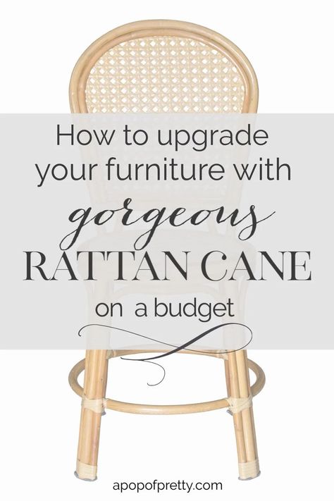 Easily update old furniture with a stylish coastal or Scandinavian vibe by adding some gorgeous rattan cane to cabinet doors, dresser drawers or chair backs.  These 5 diy rattan cane makeovers from old furniture and cheap IKEA hacks are simply amazing. Target Cane Furniture, Cane Furniture Makeover, Diy Rattan Furniture, Cheap Ikea Hacks, Straw Hat Wall, Rattan Furniture Makeover, Pretty Interior Design, Coastal Lake House, Lake House Style