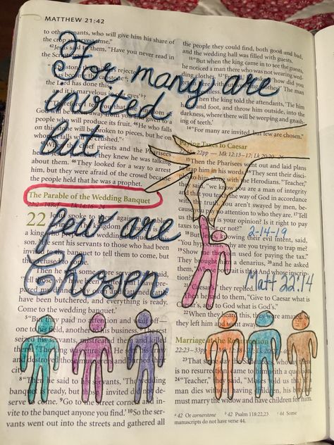 Matthew 22:1 Biblical Sketches, Matthew Bible Journaling, Bible Journal Matthew, Bible Decor, Matthew Bible, Matthew 22, Bible Journaling For Beginners, Bible Journals, Scripture Journal