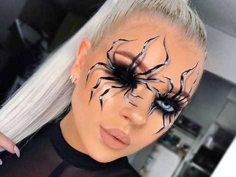 Halloween Spider Makeup, Spider Makeup, Halloween Makeup Tutorial Easy, Scary Spider, Halloween Make-up Looks, Cute Halloween Makeup, Halloween Tutorial, Cool Halloween Makeup, Masks Diy