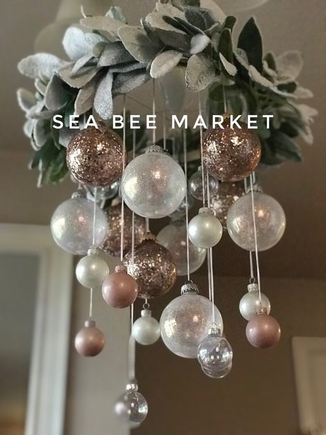 15 Budget Friendly Christmas Decor Ideas Ornament Chandelier, Christmas Chandelier, Diy Christmas Ornament, Holiday Crafts Christmas, Christmas Decor Ideas, Traditional Christmas, Tree Ideas, Noel Christmas, Christmas Deco