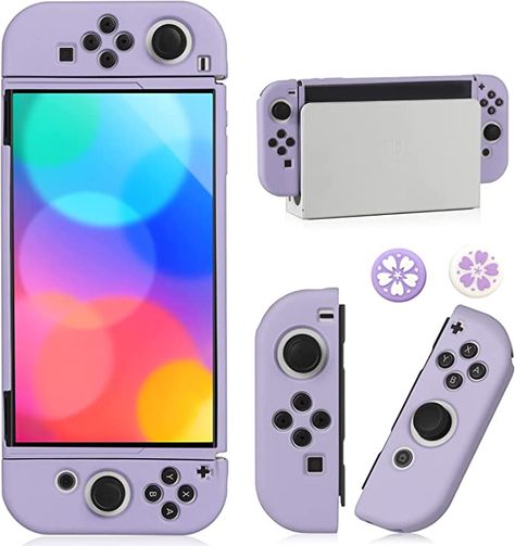 Nintendo Switch Button Covers, Nintendo Switch Oled Accessories, Purple Nintendo Switch, Elsa Christmas, Purple Video, Nintendo Decor, Switch Oled Case, Kawaii Nintendo, Switch Accessories