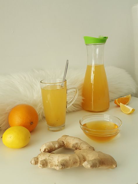 Ginger Tea with Oranges Orange Ginger Tea Recipe, Orange Ginger Tea, Ginger Lemon Tea, Ginger Tea Recipe, Hot Drinks Recipes, Ginger Drink, Cross Pictures, Orange Tea, Lemon Tea