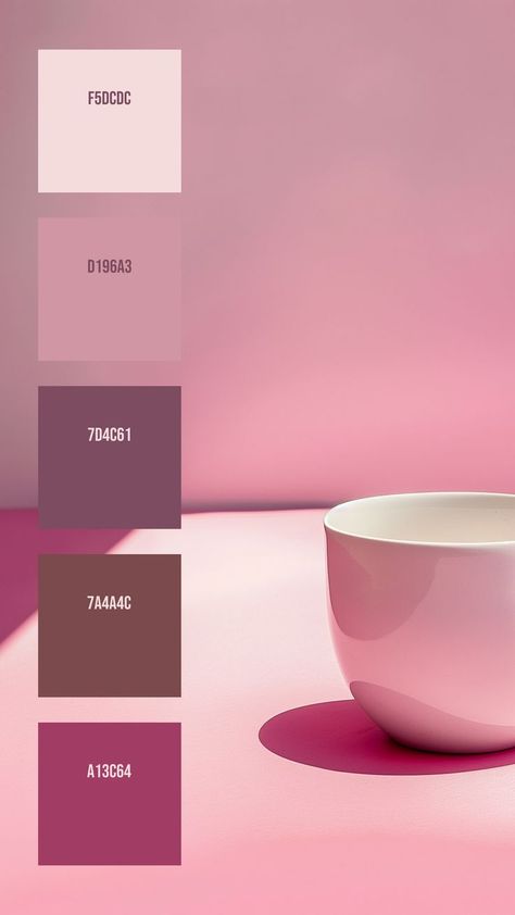 Colors:
F5DCDC ° D196A3 ° 7D4C61 ° 7A4A4C ° A13C64 Setting Drawing, Monochromatic Pink, Calm Color Palette, Pantone Colour Palettes, Color Design Inspiration, Baby Room Themes, Hex Color Palette, Pink Palette, Clean Aesthetic