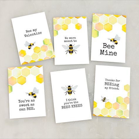 Printable Bee Valentine Cards Bee Valentines Cards, Bee Valentine, Bee Mine Valentine, Valentines Watercolor, Bee Printables, Bee Keeper, Printable Valentines Cards, Bee Mine, Valentine Tags