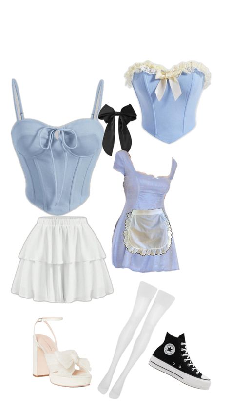 Wonderland Rave Outfits, Alice In Wonderland Rave Outfit, Princess Halloween Costume, Alice In Wonderland Costume, Pretty Halloween Costumes, Wonderland Costumes, Halloween Costume Outfits, Halloween Inspo, Shrek