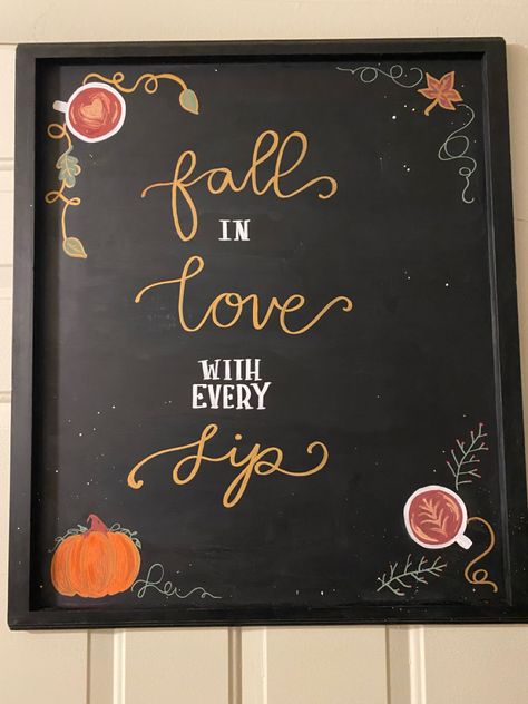 Psl fall pumpkin spice chalkboard chalk art starbucks menu board coffee latte love Fall Chalkboard Coffee Shop, Fall Menu Chalkboard, Fall Coffee Board Ideas, Pumpkin Spice Chalkboard Art, Fall Coffee Chalkboard Art, Starbucks Menu Board, Coffee Chalkboard Art, Fall Chalk Art, Fall Chalkboard Ideas