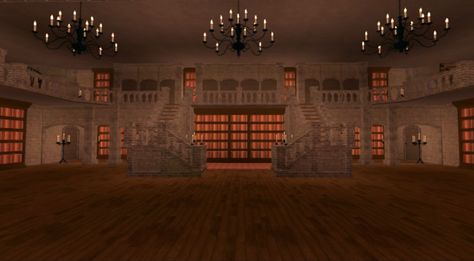 Bloxburg School Interior, Boarding School Interior, Bloxburg Boarding School, Bloxburg Designs, Bloxburg School, Dark Academia School, Bloxburg Homes, Aesthetic Bedrooms, Stair Well