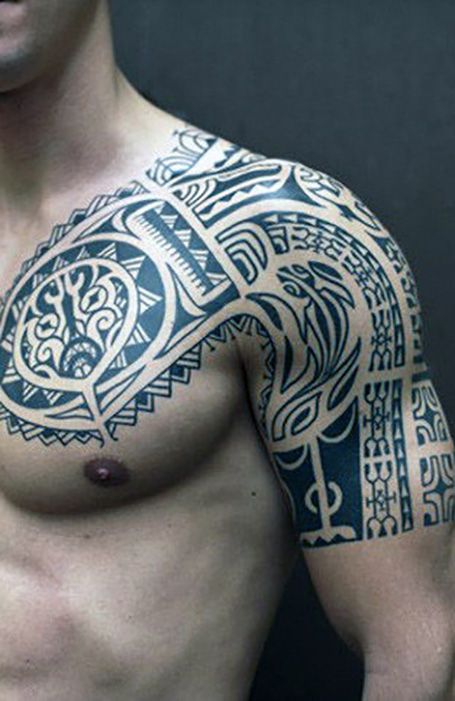 Men’s Chest And Shoulder Tattoo, Roman Shoulder Tattoo, Shoulder Wrap Tattoo For Men, Tatoos Men Shoulder Ideas, Chest And Shoulder Tattoo, Men Tattoo Shoulder, Shoulder Cap Tattoo For Men, Male Shoulder Tattoo, Top Of Shoulder Tattoo Men