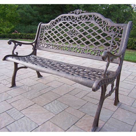 Outdoor Oakland Living Ornamental High Back Bench - 2101-AB High Back Bench, Outdoor Bench Seating, Metal Garden Benches, Settee Bench, Patio Benches, Bench Outdoor, Modern Patio Furniture, Outdoor Wicker Furniture, Patio Bench