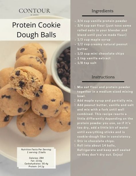 BEST EVER PROTEIN COOKIE DOUGH BALLS - Contour Protein Oat Cookie Dough, Chocolate Chip Cookie Dough Protein Balls, Cookie Dough Power Balls, Protein Cookie Dough Dip, Protein Balls Cookie Dough, Healthy Cookie Dough Protein Balls, Cookie Dough Protein Pudding, Protein Chocolate Chip Cookie Dough, Protein Balls Healthy Recipes