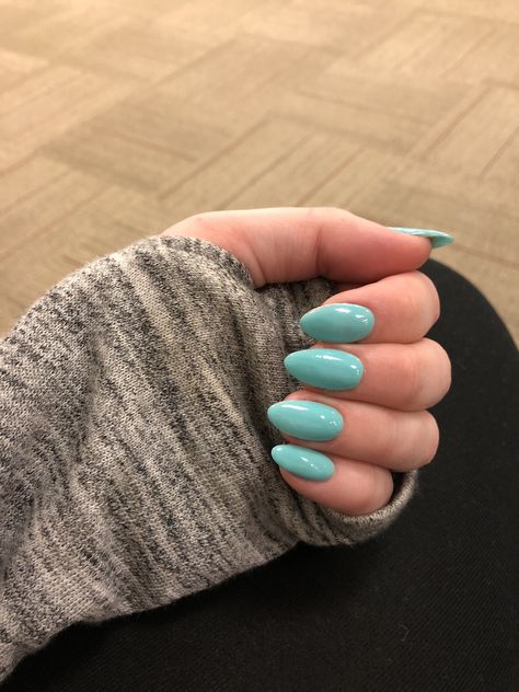 Blue Green Almond Nails, Spring Nails 2024 Almond Shape, Aqua Blue Almond Nails, Teal Almond Shaped Nails, Tiffany Blue Almond Nails, Turquoise Nails Oval, Turqoise Nails Almond, Aquamarine Almond Nails, Tifanny Blue Nails