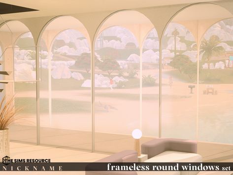 The Sims Resource - frameless round windows set Sims 4 Round Windows, Sims 4 Arch, Sims 4 Build Cc Windows, Big Glass Windows, Sims 4 Cottage, Round Window, Mod Furniture, Sims 4 Tsr, House Window