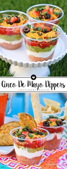 Easy Cinco De Mayo Snacks • Love From The Oven Tacobar Party, Taco Bar Party, Seven Layer Dip, Mexican Fiesta Party, Fiesta Birthday Party, Layer Dip, Taco Party, Taco Bar, 5 De Mayo