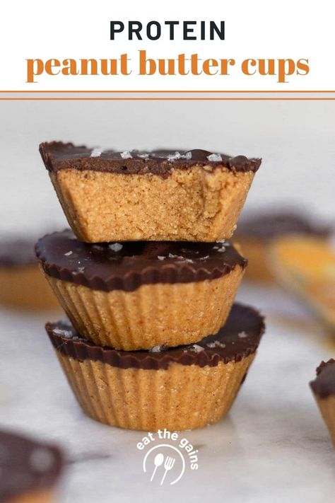 Diy Protein Peanut Butter Cups, Protein Desserts No Protein Powder, Healthy Protein Peanut Butter Cups, Peanut Butter Cup Protein Bars, Healthy Homemade Peanut Butter Cups, Healthy Recees Cups, Healthy Protein Baked Goods, Healthy Protein Treats, High Protein Low Carb Sweet Snacks