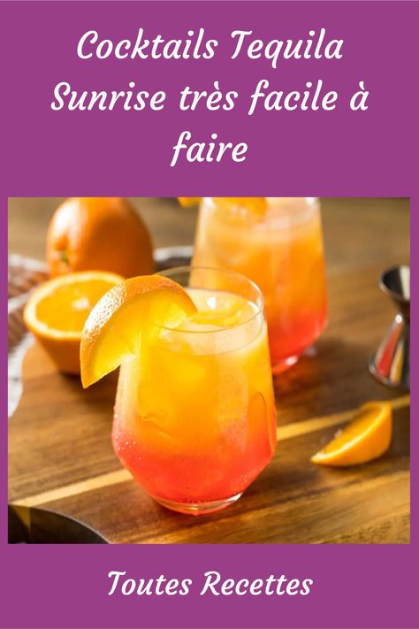 La préparation des cocktails Tequila Sunrise est un jeu d'enfant. Si vous possédez un shaker, il vous suffit de mélanger les glaçons, la tequila et le jus d'orange, puis de secouer énergiquement pour obtenir un mélange harmonieux. Ensuite, en utilisant une passoire à glaçons, versez le mélange dans un verre et ajoutez délicatement le sirop de grenadine pour créer un magnifique dégradé de couleurs. Tequila And Sprite, Cocktails Tequila, Cocktail Tequila, Tequila Sunrise, Tequila Cocktails, Tequila, Drinks, Thermomix