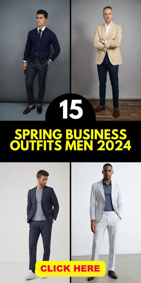 Discover the essence of spring business outfits for men in 2024, combining a core aesthetic with professional attire. Ideal for the office, young professionals can explore stylish options, including suits, mens dress essentials, and smart-casual pieces for a versatile work wardrobe Professional Outfit For Men, Banker Outfits Men, Smart Casual Men Outfit Work Office, Mens Corporate Attire, Spring Business Casual Outfits Men, Business Casual Men Work Offices, Male Business Casual Outfits, Office Outfits Men Young Professional, Business Outfits Men