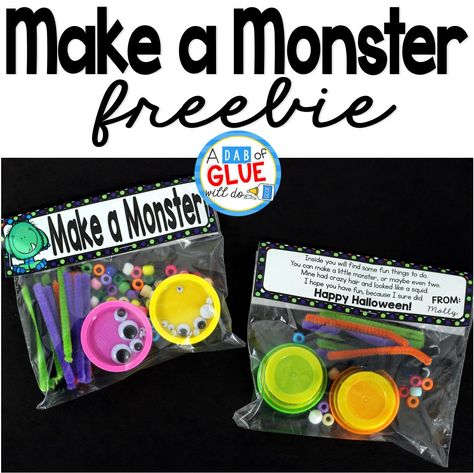 Halloween Gift Bags For Students, Halloween Playdough Favors, Make Your Own Monster Playdough, Halloween Playdough Gift Ideas, Monster Playdough Kit, Make A Monster Play Doh, Make Your Own Monster Kit Free Printable, Halloween Gifts From Teachers To Students, Build A Monster Playdough