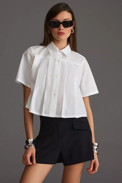 Poplin Blouse, Free People Style, Chic Blouses, Flowy Blouse, Crop Top Shirts, Flowy Tank Tops, Flowy Tank, Crop Blouse, Boho Blouses