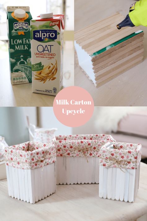 Milk Carton Upcycle Best Of Waste, Recycler Diy, Milk Carton Crafts, Floral Storage, Recycled Decor, Carton Diy, Diy Recycled Projects, Milk Cartons, Recycled Projects