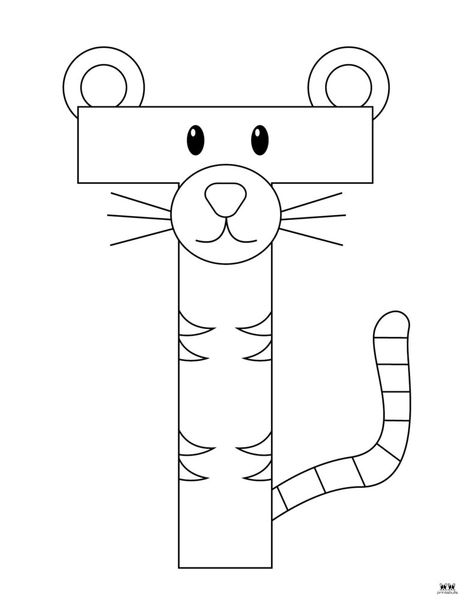 Letter T Animal Craft, T Letter Craft Preschool, Letter T Activities For Preschoolers, Letter T Activity For Kindergarten, Letter T Is For, Letter T Tiger Craft, Letters To Color Printable, T Letter Activities For Preschool, Letter T Free Printables