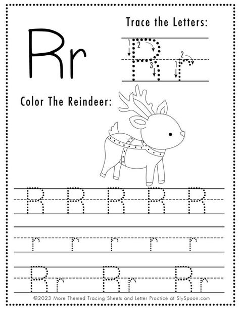 Letter R Reindeer Craft, R Is For Reindeer, Reindeer Worksheets For Preschool, Christmas Phonics Activities, Christmas Preschool Lesson Plans, Reindeer Worksheets, Letter R Activities For Preschool, Letter R Worksheet, December Worksheets