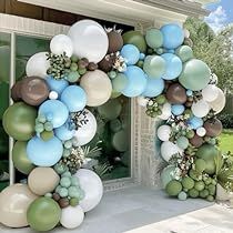 Blue Green White Gold Balloons, Sage Green And Gold Home Decor, Green And Blue Graduation Party Ideas, Blue And Green Birthday Theme, Green And Blue Party Decorations, Sage Green And Blue Baby Shower Ideas, Baby Shower Verde, Blue Graduation Party, Senior Party