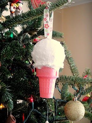 BiblioBags: Where Every Purse has a Story...: Ice Cream Cone Ornament Tutorial Ice Cream Crafts For Kids, Fake Popcorn, Cone Ornaments, Candyland Theme, Ice Cream Crafts, Candy Christmas Tree, Candy Tree, Fake Bakes, Cute Ice Cream