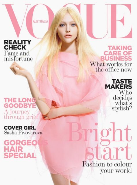 Sasha Pivovarova by Mario Sorrenti Vogue Australia May 2008 Sasha Pivovarova, Mode Rose, Vogue Magazine Covers, Mario Sorrenti, Fashion Magazine Cover, Helena Christensen, Vogue Beauty, Fashion Cover, Bright Hair