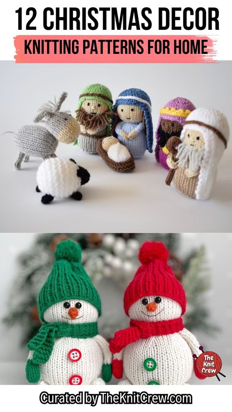 Whether you're a knitting enthusiast or just starting out, these patterns for Christmas home decor will help you bring the spirit of the season into every corner of your home. Curated by The Knit Crew. Xmas Knitting Ideas, Knitted Christmas Decorations Patterns, Knit Christmas Trees, Christmas Knitted Decorations, Knitting Patterns Free Christmas, Knitting Christmas Decorations, Knitted Toys Free Patterns Christmas, Knitted Ornaments Patterns, Holiday Knitting Patterns Free