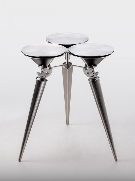 Sukchulmok creates adjustable stool made entirely from steel Timber Shed, Treehouse Hotel, Steel Stool, Public Sculpture, Adjustable Stool, Street Furniture, Hotel Furniture, Landscape Lighting, Interior Details