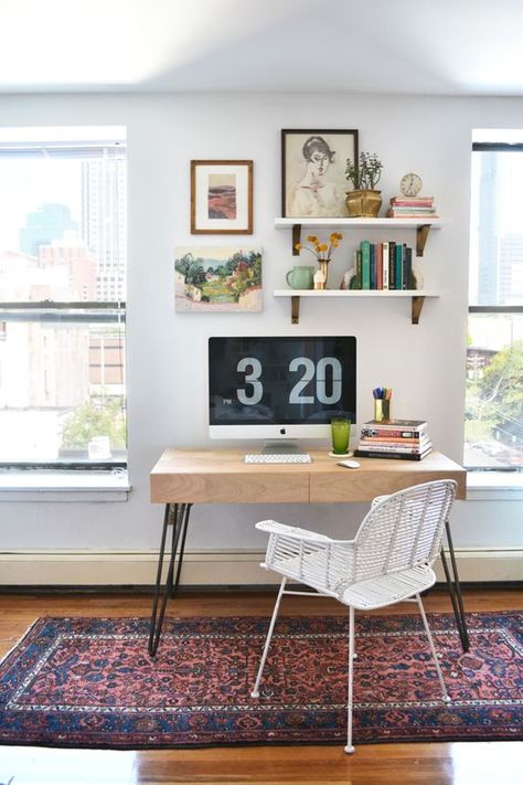 Create a simple desk space at home - Katrina Chambers | Lifestyle Blogger | Interior Design Blogger Australia Shelves Above Desk, Ikea 2015, Home Office Shelves, Bureau Decor, Shelves Ideas, Office Shelf, Work Space Decor, Desk Inspiration, Office Guest Room