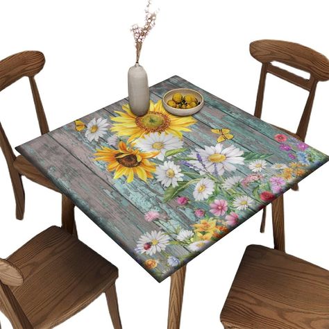 PRICES MAY VARY. ✔Tablecloths Size - There are 10 sizes of our products for you to choose from! The square elastic edge design can be easily installed around a round table of any diameter. You can take a few seconds to measure the size of the table, so as to avoid the hassle of return and exchange. ✔Excellent Protection: This tablecloth is made of polyester fiber material with elastic edges, which can effectively protect the table and decorate it. The durable tablecloth can be used for a long ti Outdoor Patio Party, Daisy Square, Coffee Restaurant, Restaurant Outdoor, Indoor Outdoor Kitchen, Patio Party, Tablecloth Sizes, Square Tablecloth, Square Table