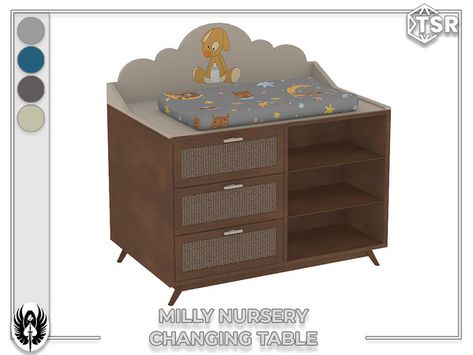 Nemesis_im - Milly Nursery Changing Table Sims 4 Changing Table, Sims 4 Changing Table Cc, Changing Table Decor, Cc Makeup, Nursery Changing Table, Sims 4 Bedroom, Changing Table Dresser, Wall Mirror With Shelf, Sims 4 Cc Makeup