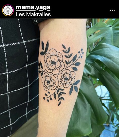 Folk Tattoo Scandinavian, Scandinavian Floral Tattoo, Nordic Flower Tattoo, Swedish Flower Tattoo, Scandinavian Tattoo For Women, Folk Flower Tattoo Black, Scandinavian Pattern, Pattern Tattoo, Tattoo Placement