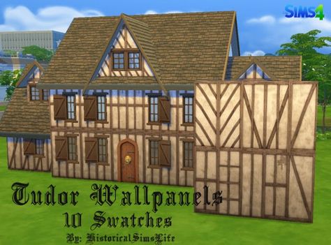 History Lover's Sims Blog: Tudor Wall Panels • Sims 4 Downloads Sims 4 Tudor, Sims 4 Home Cc, Cottage Core Wallpaper, Sims 4 Medieval Cc, Historical Wallpaper, Acnh Layout, Sims 4 Cottage, Sims 4 Historical Cc, Sims 4 Medieval