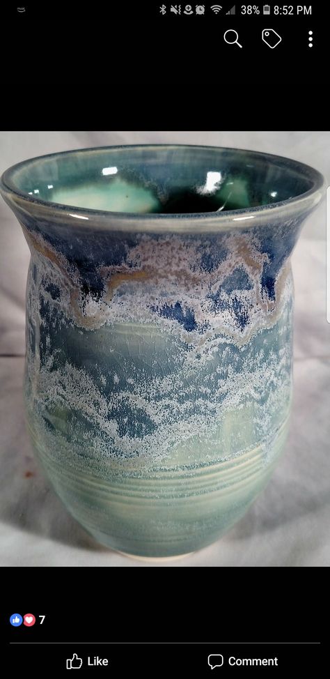 Coyote copper blue, then blue purple, a little archies base Archie’s Base Glaze Combinations, Coyote Glaze Combinations Archies Base, Coyote Glaze Layering, Archies Base Glaze Combinations, Coyote Glazes, Coyote Glaze Combinations, Advanced Ceramics, Amaco Glazes, Ceramic Glaze Recipes