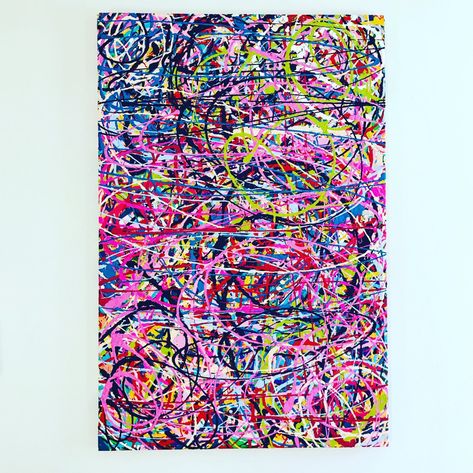 Splatter Paint Canvas, Art Splatter, Grandma Camp, Splatter Painting, Large Abstract Canvas, Painting Rainbow, Neon Abstract, Splatter Art, Blue Artwork