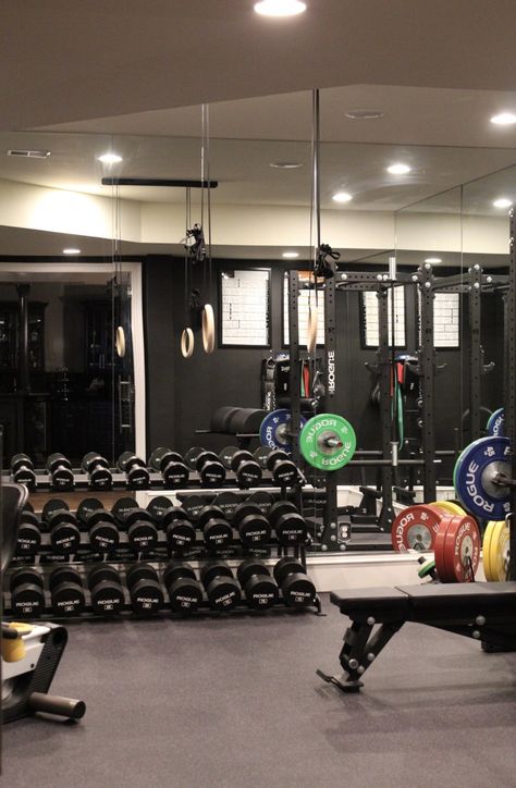 Building "The Ultimate Home Gym" the Rogue Way - Home Gym Basement, Building A Home Gym, Home Gym Garage, Basement Gym, Gym Room At Home, Home Gym Decor, Best Home Gym, Home Gym Design, Gym Room