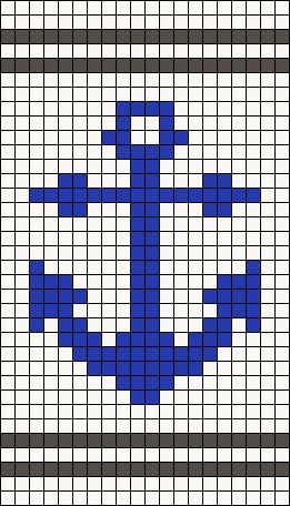 Anchor Pixel Art, Crochet Nautical Patterns, Nautical Knitting Patterns, Navy Cross Stitch, Anchor Cross Stitch Pattern Free, Knitted Anchor Pattern, Nautical Cross Stitch Patterns Free, Cruise Ship Cross Stitch Pattern, Crochet Anchor