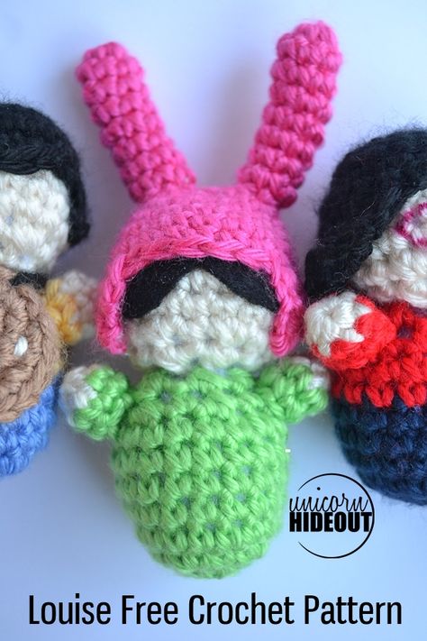 Louise Belcher | Free Crochet Pattern | Unicorn Hideout Kuchi Kopi Crochet Pattern Free, Crochet Louise Belcher Hat Pattern, Louise Belcher Hat Pattern, Louise Belcher Crochet Hat Pattern, Crochet Kuchi Kopi, Bobs Burgers Crochet Pattern Free, Bobs Burgers Crochet, Bobs Burgers Louise Hat Crochet, Bobs Burger Crochet