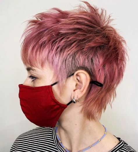 Short Spiky Pink Pixie Short Shag Haircuts, Textured Haircut, Fine Straight Hair, Mullet Haircut, Shag Haircuts, Short Shag, Natural Wavy Hair, Punk Hair, Flat Iron Hair Styles