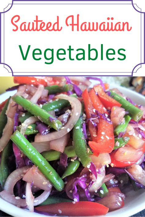 Sauteed Hawaiian Vegetables - Bacon & Vodka  #vegan #glutenfree #sauteedvegetables #sauteedveggies #hawaiianvegetables #hawaiianveggies #veggies #vegetables #vegetablesidedishes Hawaiian Vegetables, Hawaiian Side Dishes, Hawaiian Appetizers, Bacon Vodka, Joy Birthday, Luau Food, Holiday Meal Planning, Sauteed Green Beans, Hawaiian Dishes