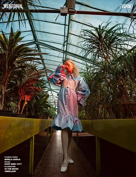 Greenhouse Photoshoot, Grey City, Water Shoot, Vogue Editorial, Couture Dress, Outdoor Portraits, Tokyo Fashion, Beauty Editorial, Shoes Shop