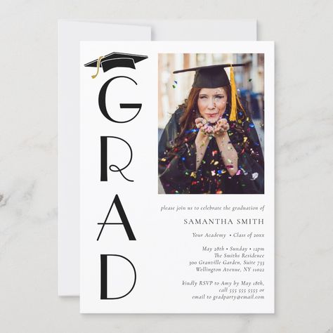 Grad Congratulations, Graduate Cap, Graduation Invitations High School, Grad Invitations, Graduation Party Invitation, Foil Invitations, Grad Cap, Graduation Party Invitations, Modern Typography