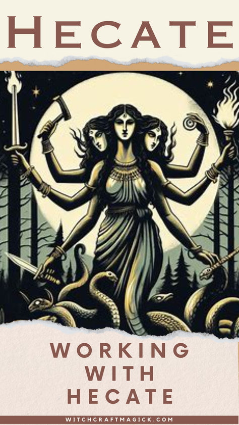 The Greek Goddess of Witchcraft and Herbalism, Hecate is associated with borders, city walls, doorways, and crossroads. Her role in the Gigantomachy is described as “mediator” between the worlds of the living and the realms of the dead. Hecate is best known for her role in the Underworld Corporation, where she appears as the director of operations. The goddess is the chief assistant of Hades, the god of the dead, and she is capable of lifting over 25 tons. Hecate Herbs, Working With Hecate, Goddess Of Witchcraft, Powerful Goddess, Ward Off Evil Spirits, Hecate Goddess, Witch Photos, Goddess Of The Moon, Herbal Products