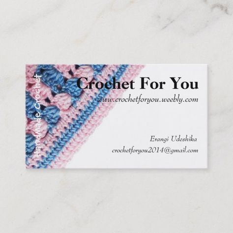 Crochet business card with Real crochet texture Business Crochet, Crochet Logo, Texture Crochet, Crochet Hobby, Crochet Texture, Visit Card, Crochet Business, Stick Crafts, Social Media Marketing Business