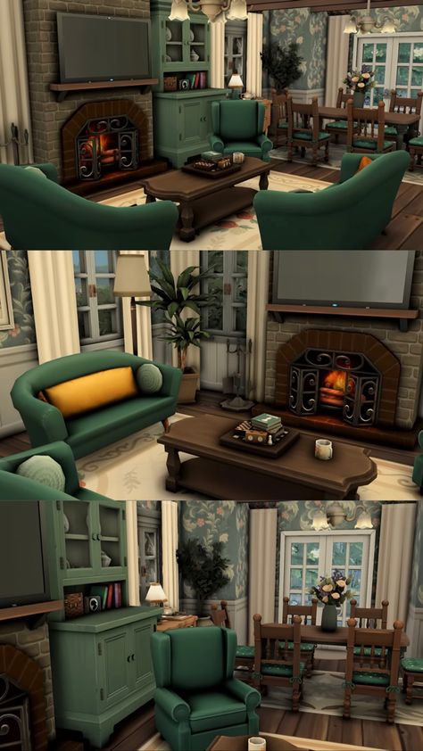 Sims 4 Rustic Living Room, Sims 4 Modern Farmhouse Interior, Sims 4 Cottage Living Interior, Sims 4 Country Living Room, Sims 4 Cottage House Interior, Sims4 Ranch Cc, Sims 4 Cottage Living Room, Sims4 Living Room Ideas, Sims Living Room Ideas