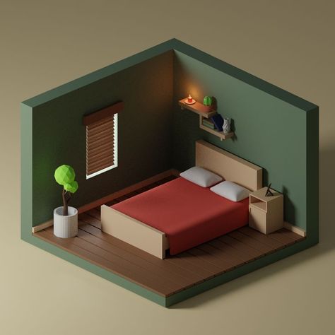 Low Poly Art, Architecture Building Design, Low Poly Models, Interior Design Architecture, False Ceiling Design, Minecraft Designs, Bedroom Aesthetic, Design Architecture, Low Poly